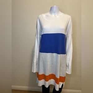 Tommy Bahama Sweater Dress Women's XL Striped White Long Sleeve Round Neck